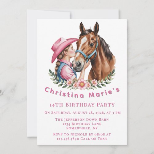Pink Cowgirl Kissing a Horse Birthday Party Gift