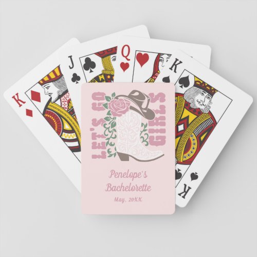 Pink Cowgirl Last Rodeo Bachelorette Poker Cards