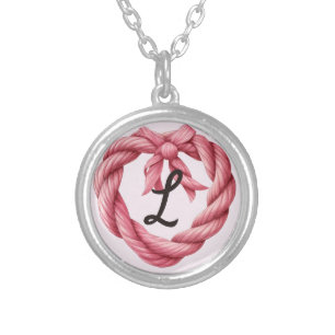 Pink Cowgirl Monogram Silver Plated Necklace