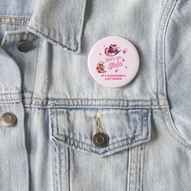 Pink Cowgirl Nashville Let's Go Girls Bachelorette Button (In Situ)