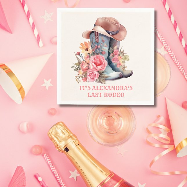 Pink Cowgirl Nashville Let's Go Girls Bachelorette Napkins (Creator Uploaded)