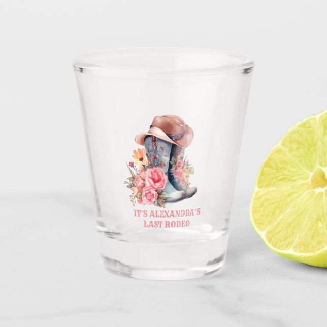 Pink Cowgirl Nashville Let's Go Girls Bachelorette Shot Glass (Front)