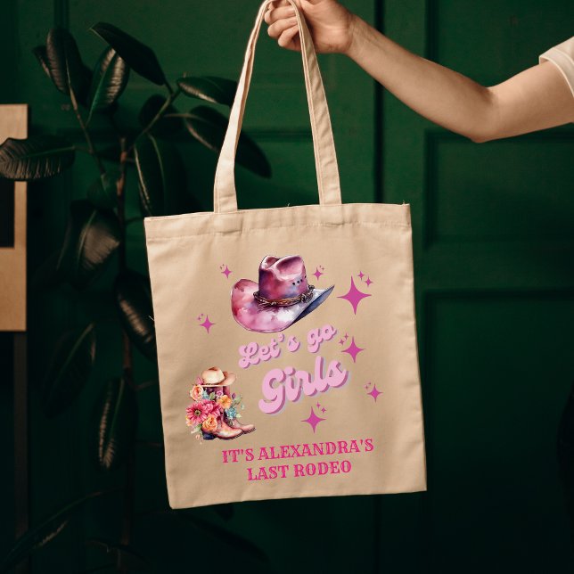 Pink Cowgirl Nashville Let's Go Girls Bachelorette Tote Bag (Creator Uploaded)