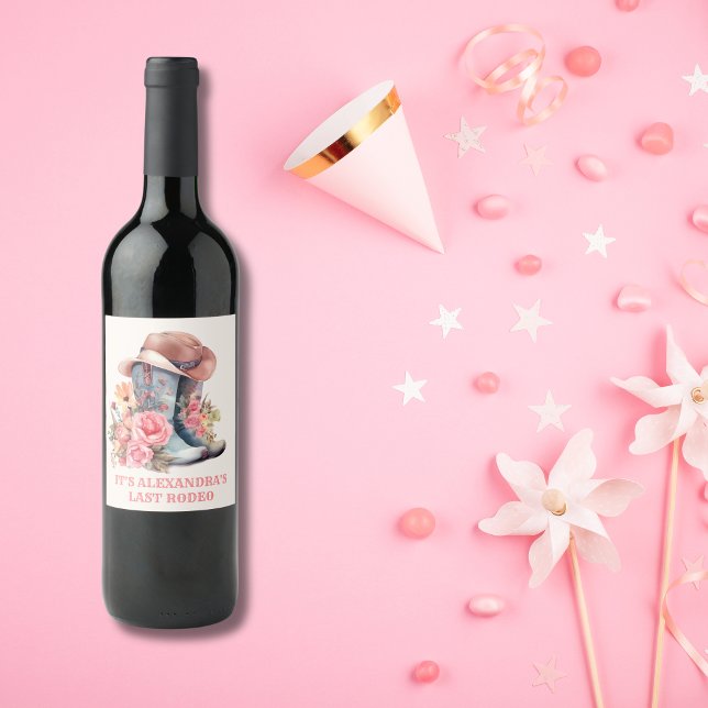 Pink Cowgirl Nashville Let's Go Girls Bachelorette Wine Label (Creator Uploaded)