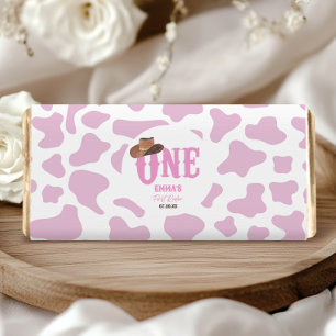 Pink Cowgirl ONE First Rodeo 1st Birthday Party Hershey Bar Favors