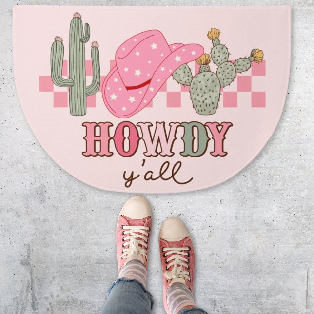 Pink Cowgirl Preppy Howdy Yall Welcome Mat  (Pink Cowgirl Preppy Howdy Yall Welcome Mat
)