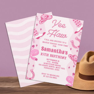 Pink Cowgirl Rodeo Birthday Invitation