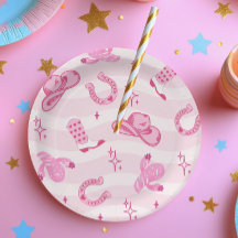 Pink Cowgirl Rodeo Birthday Paper Plates