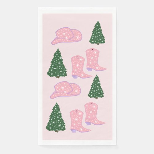 Pink Cowgirl Rodeo Hat Christmas Tree  Paper Guest Towels