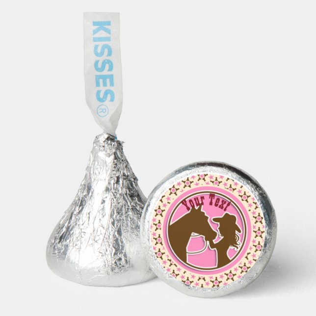 Pink Cowgirl Rodeo Horses Personalized Labeled Hershey®'s Kisses® (Front)