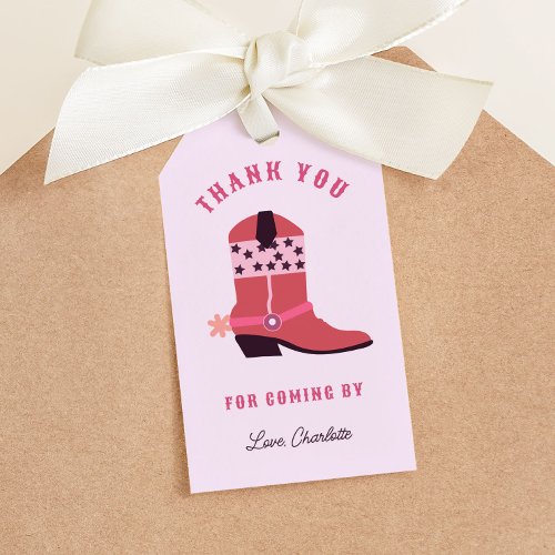 Pink Cowgirl Rodeo Western Birthday Party Gift Tags