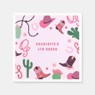 Pink Cowgirl Rodeo Western Birthday Party Napkins
