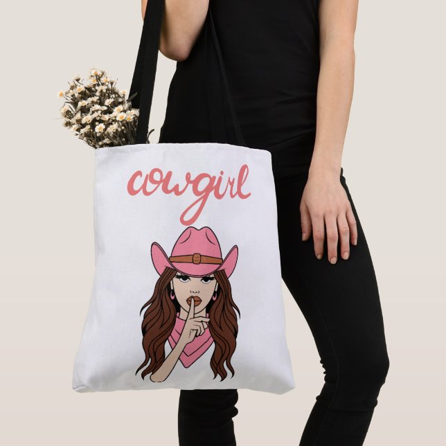 Pink cowgirl tote bag (Close Up)