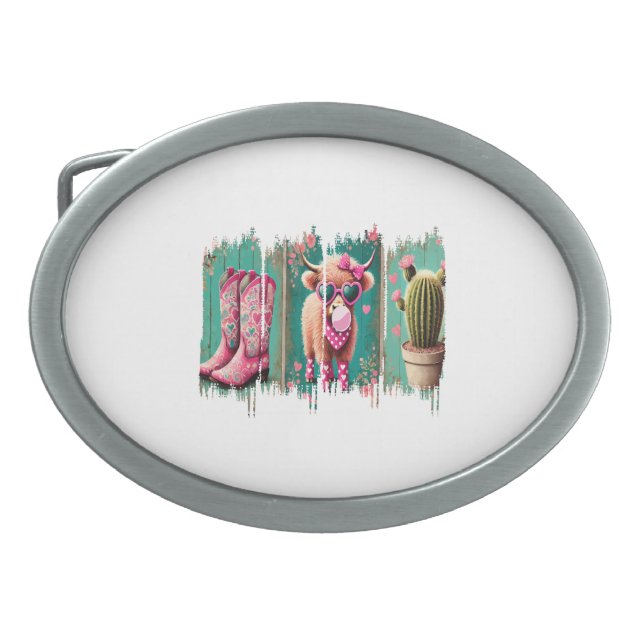 Pink Cowgirl Valentine , Heart  Belt Buckle (Front)