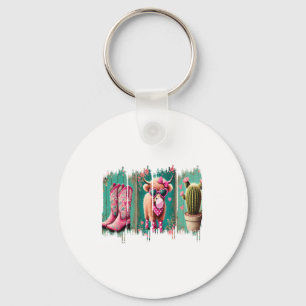 Pink Cowgirl Valentine Png, Heart Png Keychain