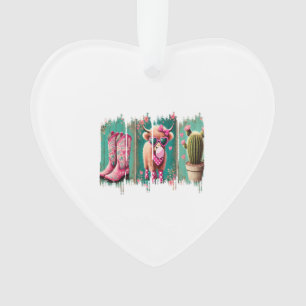 Pink Cowgirl Valentine Png, Heart Png Ornament