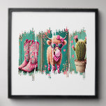 Pink Cowgirl Valentine Png, Heart Png Peel And Stick Photo Tile