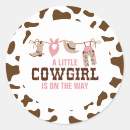 Pink Cowgirl Western Baby Shower Classic Round Sticker