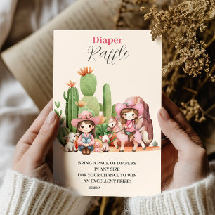 Pink Cowgirl Western Baby Shower Diapper Raffle Enclosure Card