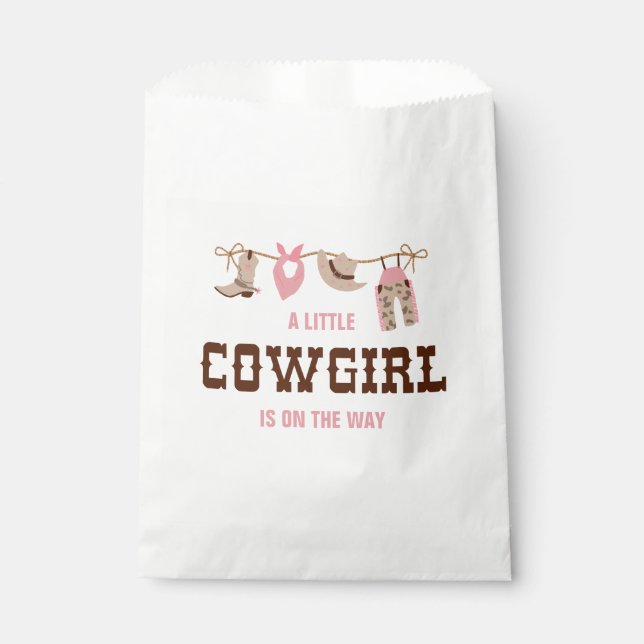 Pink Cowgirl Western Baby Shower Favor Bag (Front)
