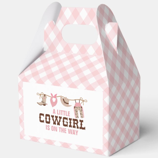 Pink Cowgirl Western Baby Shower Favor Boxes (Front)