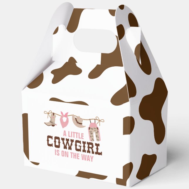 Pink Cowgirl Western Baby Shower Favor Boxes (Front)