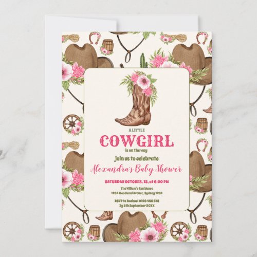 Pink Cowgirl Western Baby Shower  Invitation