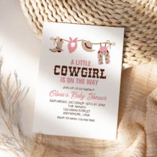 Pink Cowgirl Western Baby Shower Invitation