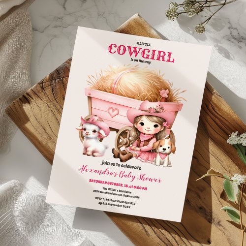 Pink Cowgirl Western Baby Shower Invitation