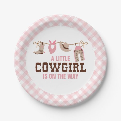 Pink Cowgirl Western Baby Shower Paper Plates