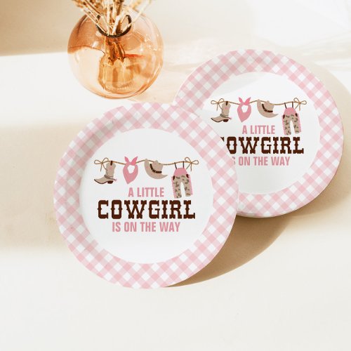 Pink Cowgirl Western Baby Shower Paper Plates