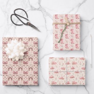 Pink Cowgirl Western Birthday Baby Bridal Shower Wrapping Paper Sheets