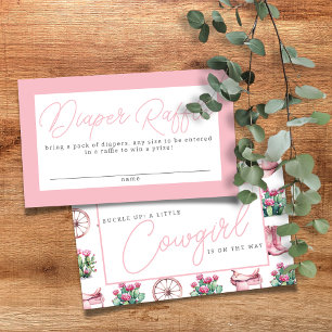 Pink Cowgirl Western Cactus Diaper Raffle Enclosure Card