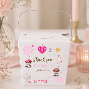 Pink Cowgirl Western highland cow Birthday Favor Boxes