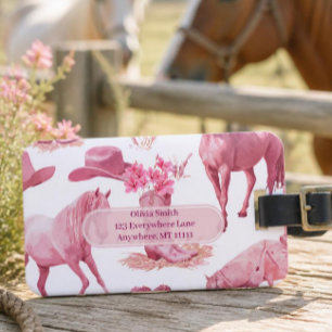 Pink Cowgirl Western Luggage Tag