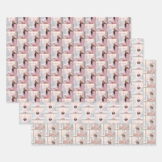 Pink Cozy Christmas Wrapping Paper Sheets (Set)