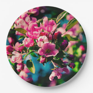 Pink Crab Apple Flowers Paper Plates