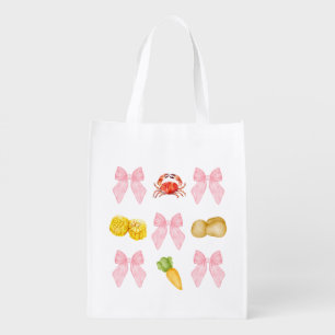 Pink Crab Boil Seafood Party pastel Grocery Bag