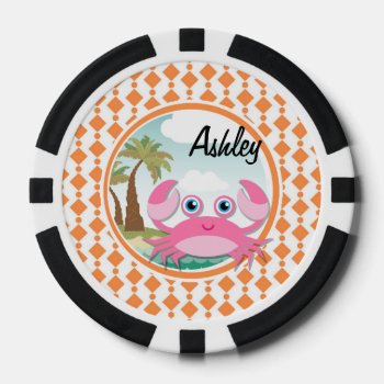 Pink Crab Poker Chips by doozydoodles at Zazzle