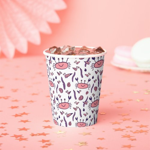 Pink Crab Sea Animals Pattern Kids Birthday  Paper Cups