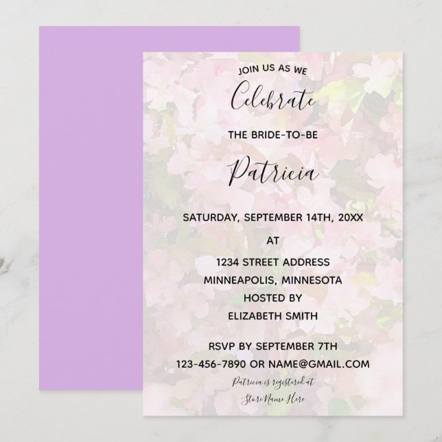 Pink Crabapples Blossoms Bridal Shower Invitation (Front/Back)