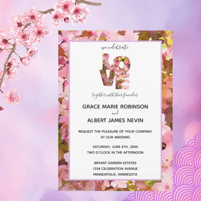 Pink Crabapples Blossoms Wedding Invitation (Creator Uploaded)