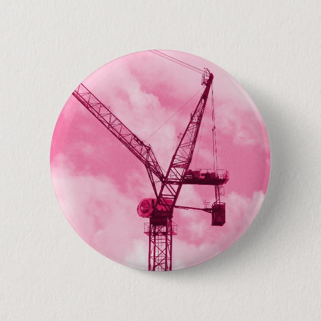Pink Crane Pinback Button (Front)