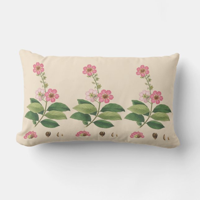 Pink Crape Myrtle Outdoor Lumbar Throw Pillow (Front)