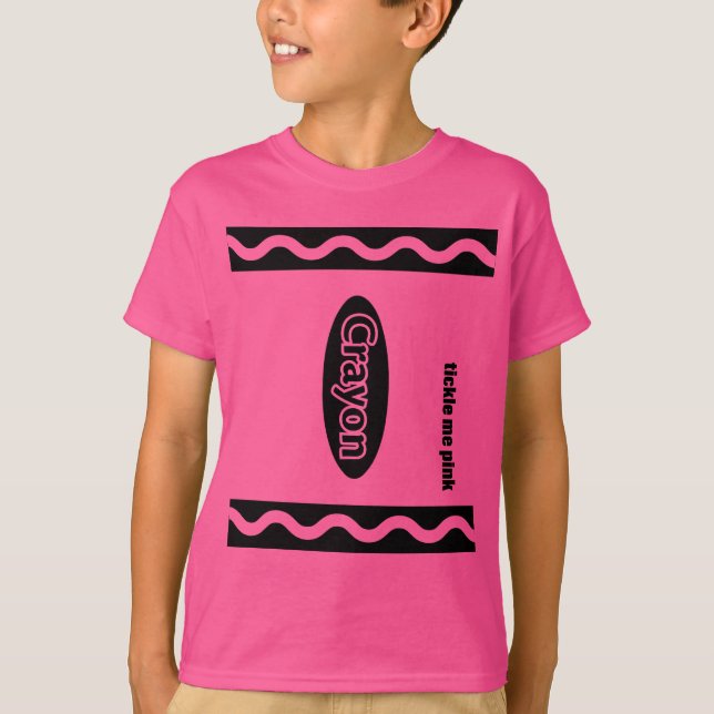 Pink Crayon Box Halloween Party Group Costume T-Shirt (Front)