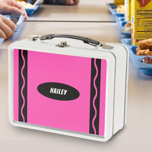 Pink Crayon Metal Lunch Box (Pink Crayon Metal Lunch Box)
