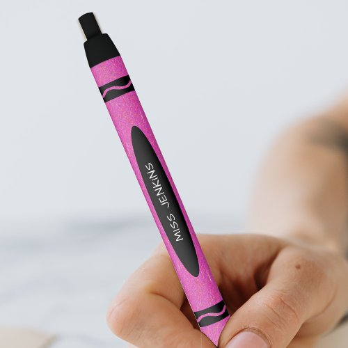 Pink Crayon Teacher Black Ink Pen