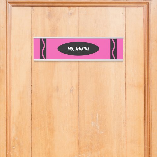 Pink Crayon Teacher Door Sign