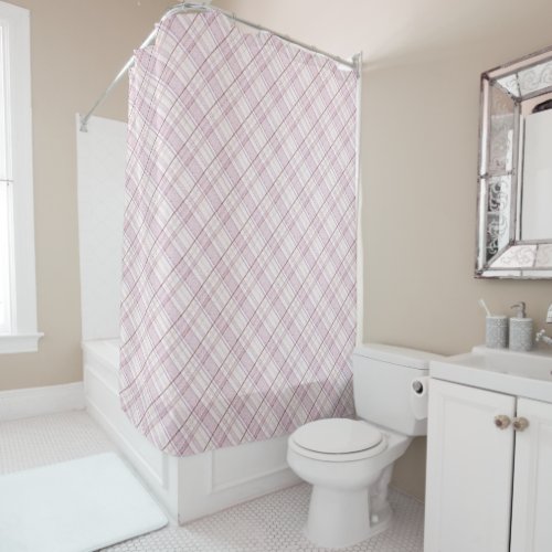 Pink crazy checks pattern shower curtain