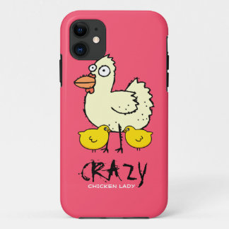 PINK Crazy Chicken Lady Cartoon Hen iPhone 11 Case